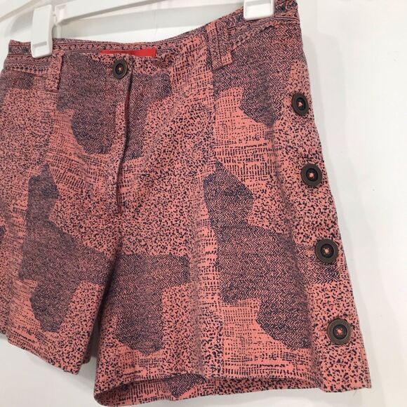 Anthropologie Cartonnier Island Hopper Peach Navy Speckle Button Side Shorts - Picture 6 of 16